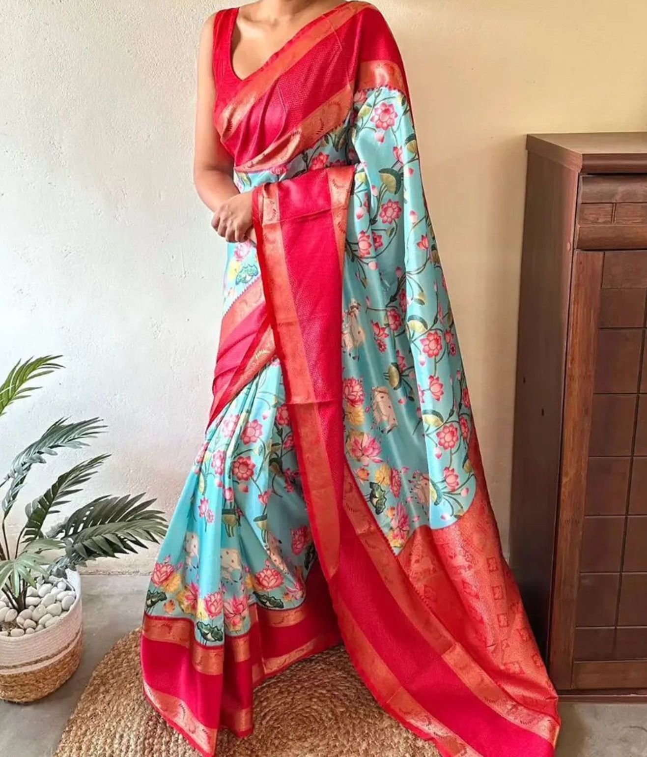 Gadwal Silk Saree Printed